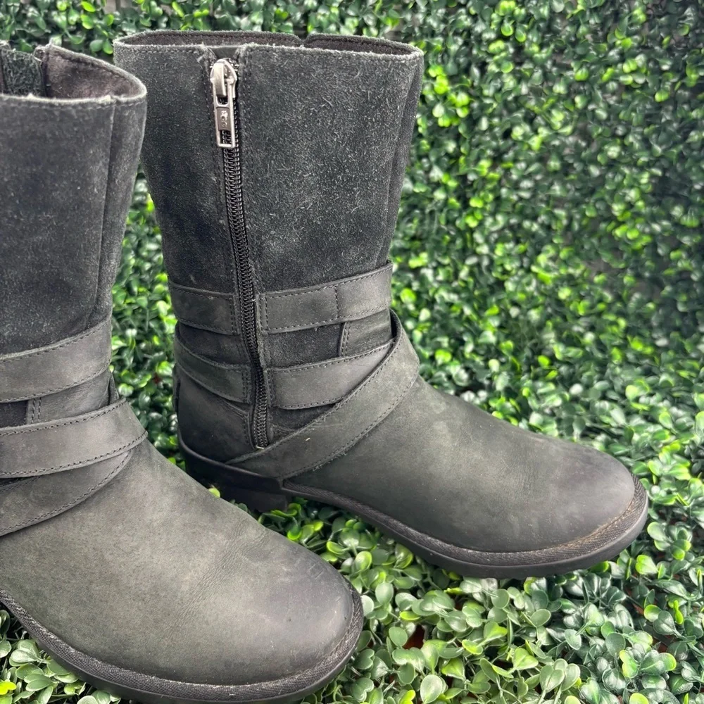 UGG LORNA BLACK SUEDE DOBLE BUCKLE STRAPS BOOTS SIZE 5.5 Woman